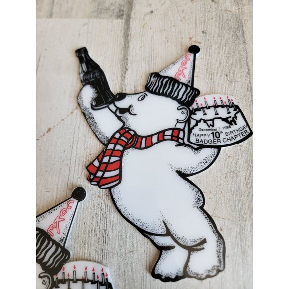 Vintage Coca-Cola polar bear 10th birthday badger chapter ornament Xmas set - Picture 5 of 7